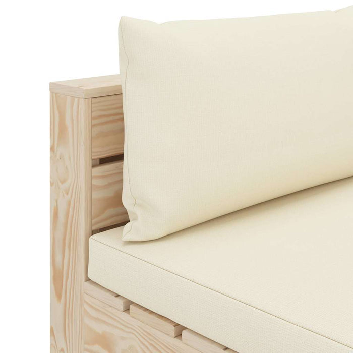 Set mobilier de grădină paleți cu perne crem, 6 piese, lemn WALTI