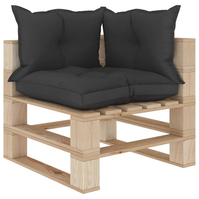 Set mobilier grădină din paleți, perne negre, 8 piese, lemn WALTI