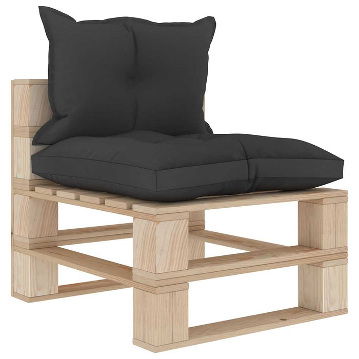 Set mobilier grădină din paleți, perne negre, 8 piese, lemn WALTI
