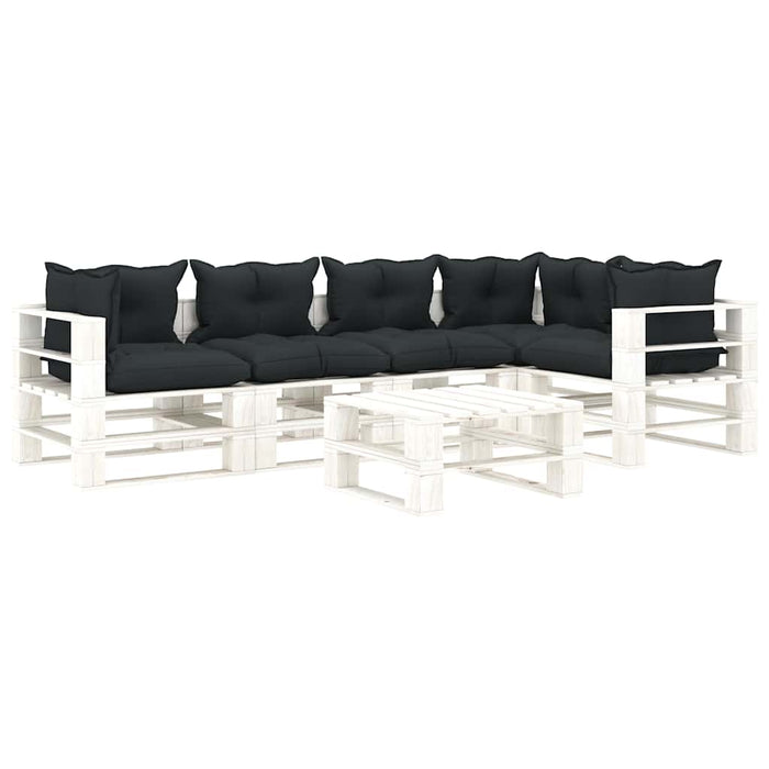 Set mobilier grădină din paleți cu perne antracit 6 piese, lemn WALTI