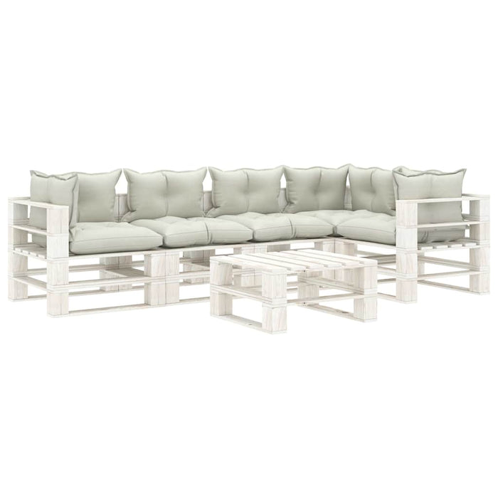 Set mobilier de grădină din paleți cu perne bej, 6 piese, lemn WALTI
