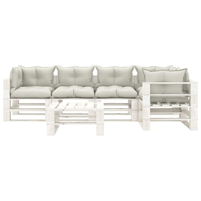 Set mobilier de grădină din paleți cu perne bej, 6 piese, lemn WALTI