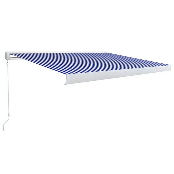 Copertină manuală tip casetă, albastru și alb, 400 x 300 cm - WALTI WALTI