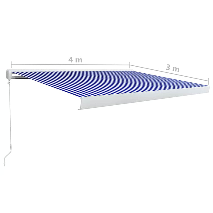 Copertină manuală tip casetă, albastru și alb, 400 x 300 cm - WALTI WALTI