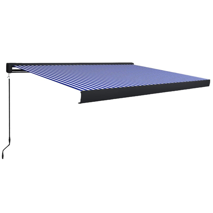 Copertină manuală tip casetă, albastru și alb, 400 x 300 cm - WALTI WALTI