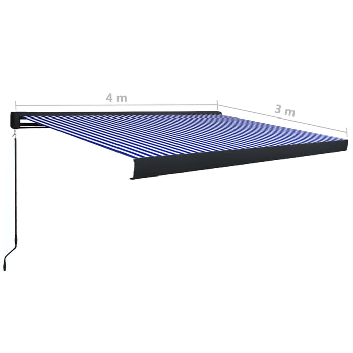 Copertină manuală tip casetă, albastru și alb, 400 x 300 cm - WALTI WALTI