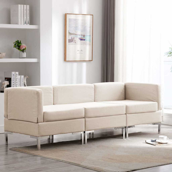 Set de canapele, 3 piese, crem, material textil WALTI