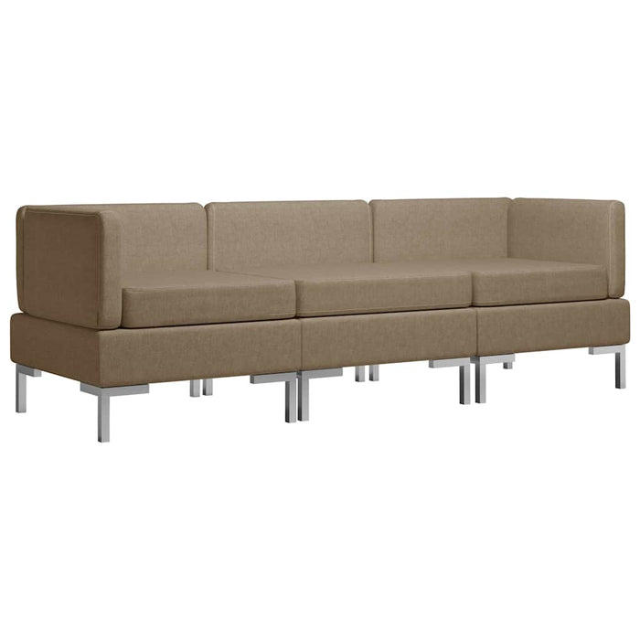 Set de canapele, 3 piese, maro, material textil WALTI