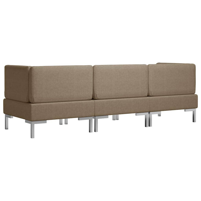 Set de canapele, 3 piese, maro, material textil WALTI