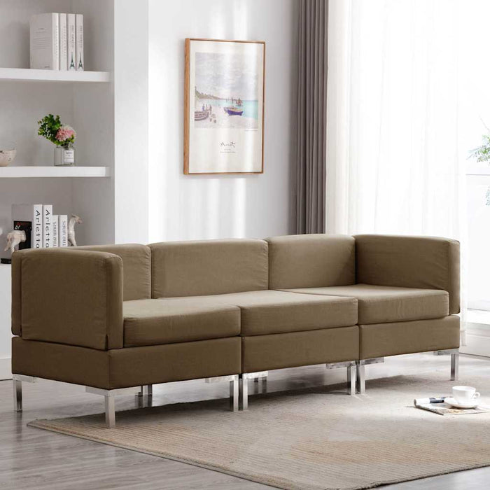 Set de canapele, 3 piese, maro, material textil WALTI