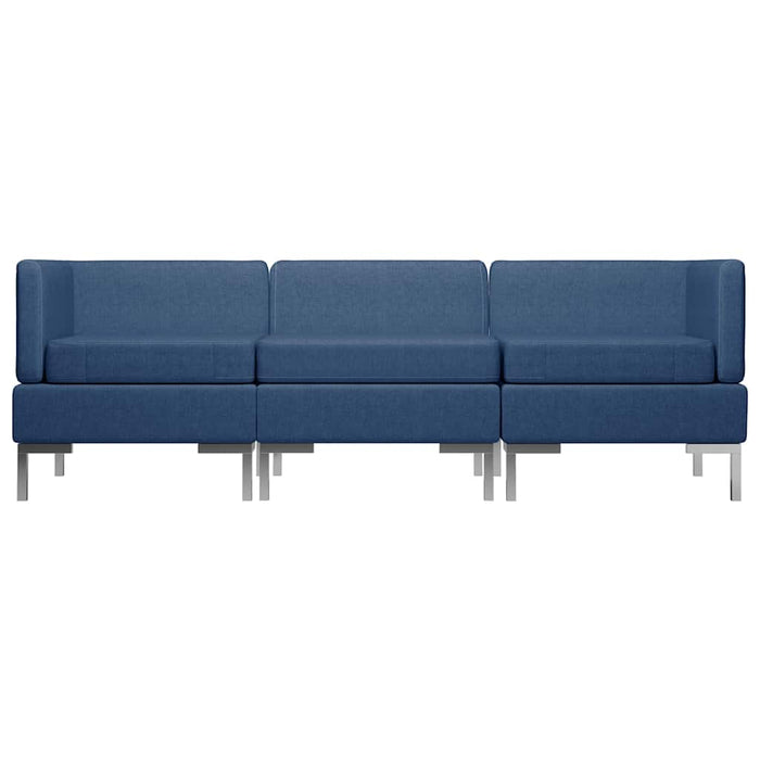 Set de canapele, 3 piese, albastru, material textil WALTI
