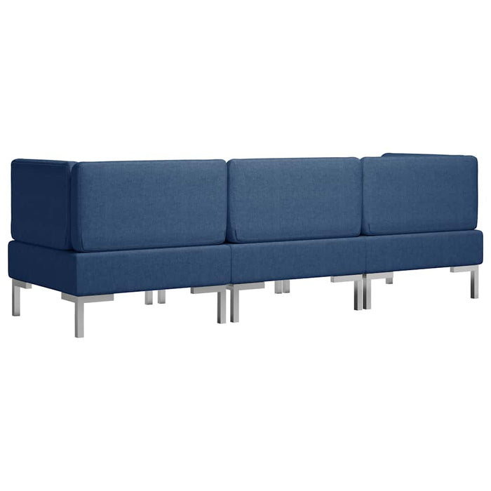 Set de canapele, 3 piese, albastru, material textil WALTI
