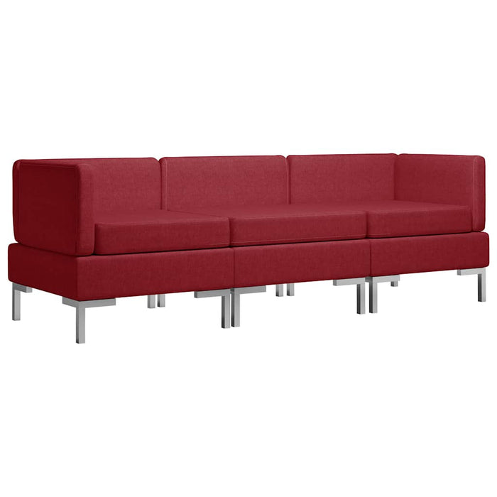 Set de canapele, 3 piese, roșu vin, material textil WALTI