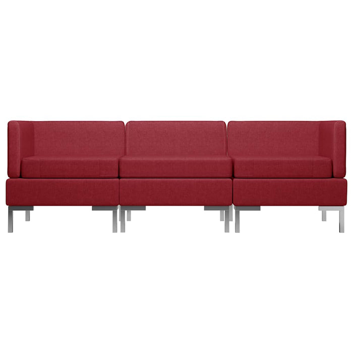 Set de canapele, 3 piese, roșu vin, material textil WALTI