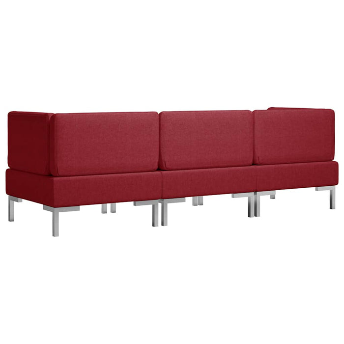 Set de canapele, 3 piese, roșu vin, material textil WALTI