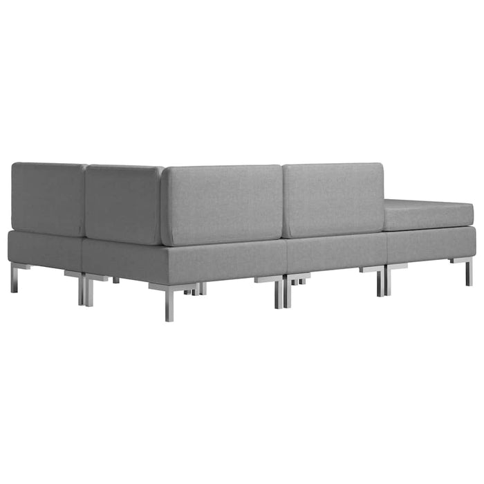 Set de canapele, 4 piese, gri deschis, material textil WALTI