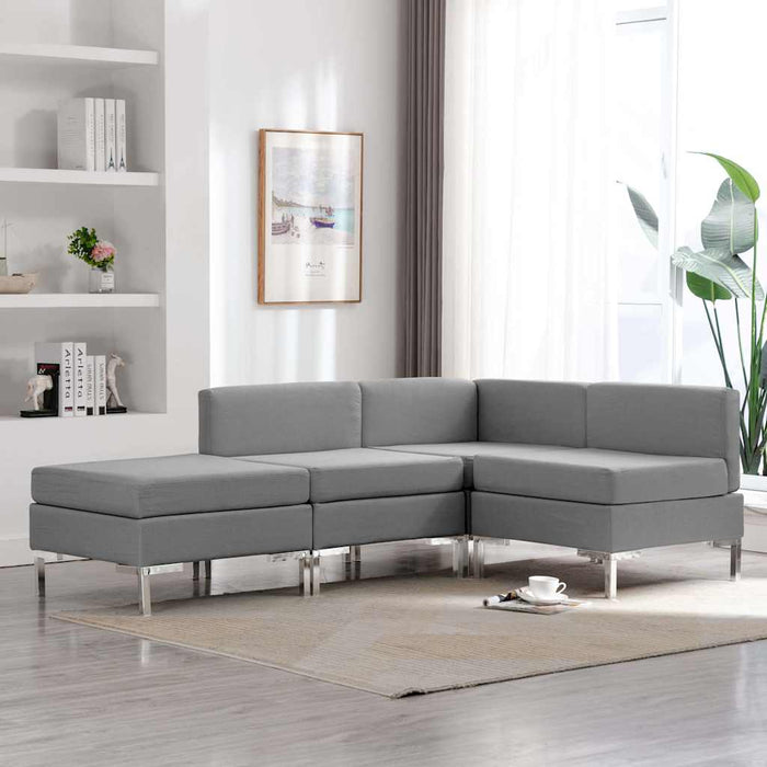 Set de canapele, 4 piese, gri deschis, material textil WALTI