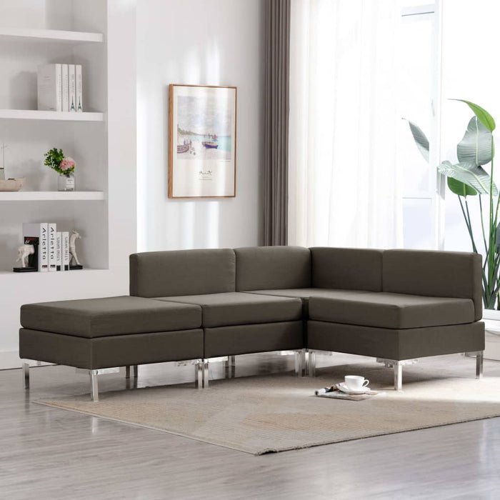 Set de canapele, 4 piese, gri taupe, material textil WALTI