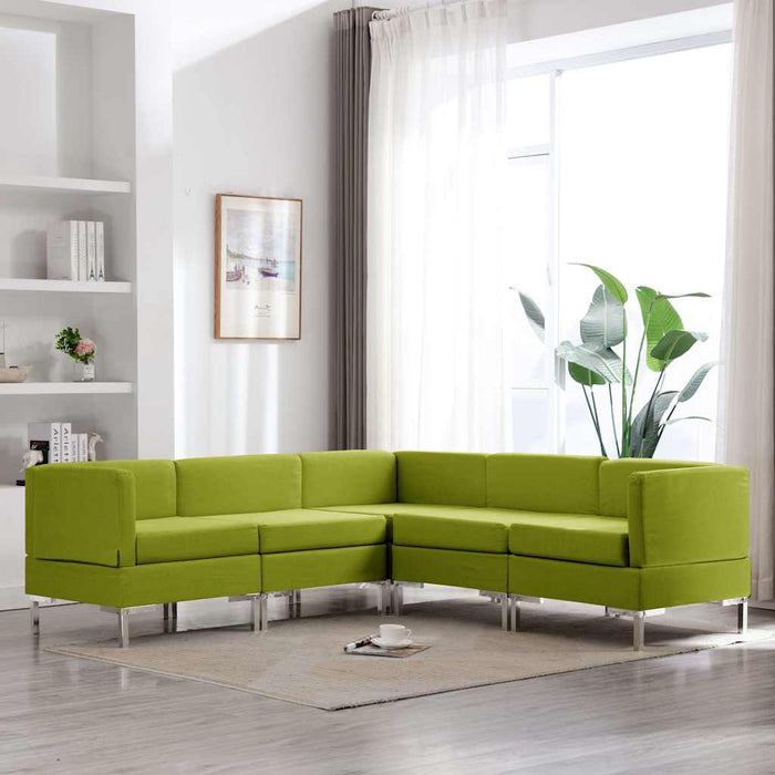 Set de canapele, 5 piese, verde, material textil WALTI