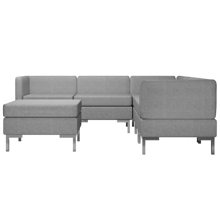 Set de canapele, 6 piese, gri deschis, material textil WALTI