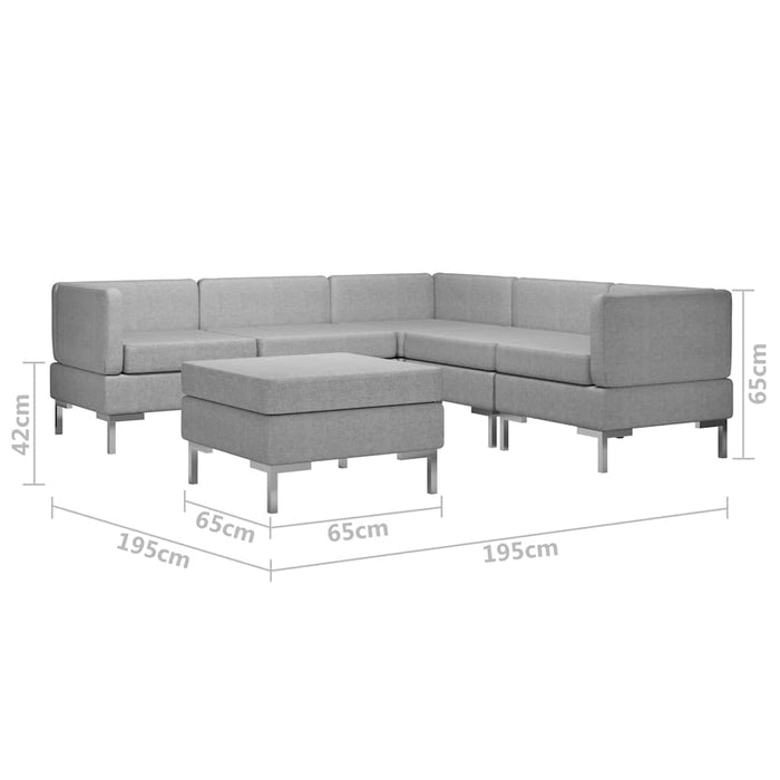 Set de canapele, 6 piese, gri deschis, material textil WALTI