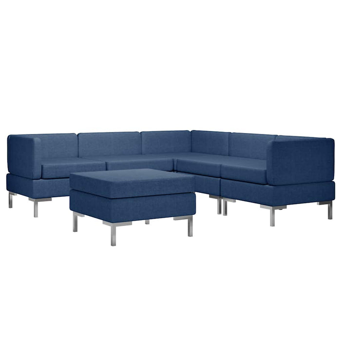 Set de canapele, 6 piese, albastru, material textil WALTI