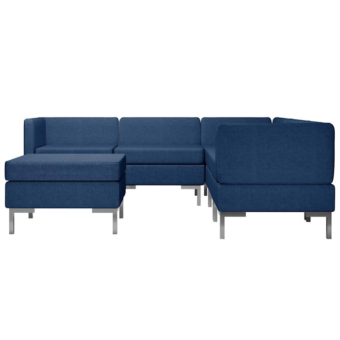 Set de canapele, 6 piese, albastru, material textil WALTI