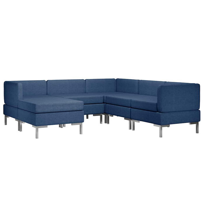 Set de canapele, 6 piese, albastru, material textil WALTI