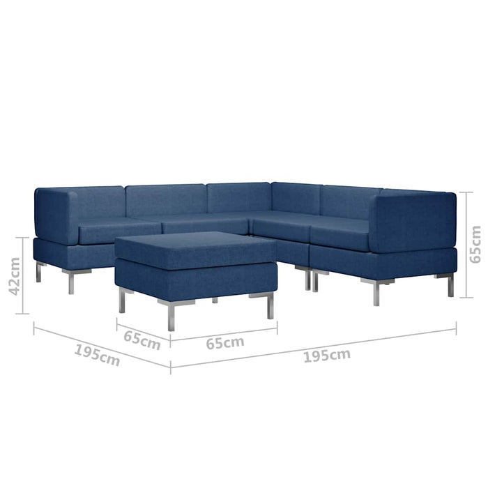 Set de canapele, 6 piese, albastru, material textil WALTI