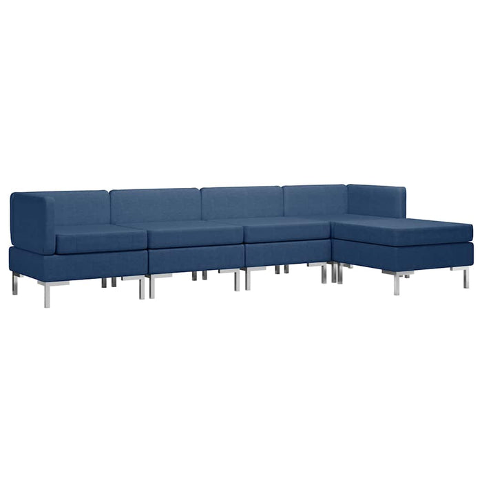Set de canapele, 5 piese, albastru, material textil WALTI