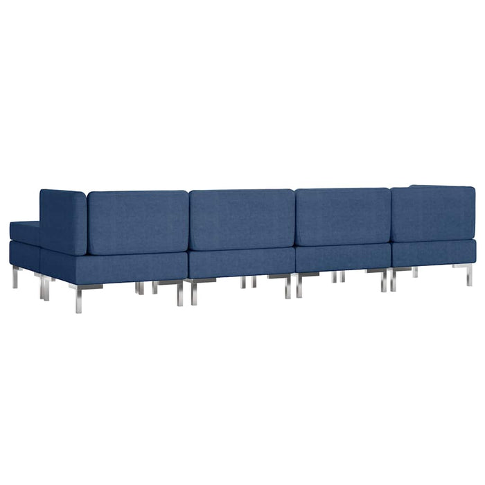Set de canapele, 5 piese, albastru, material textil WALTI