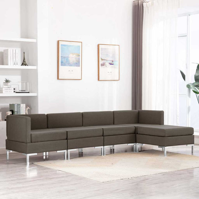 Set canapea 5, piese, gri taupe, material textil WALTI