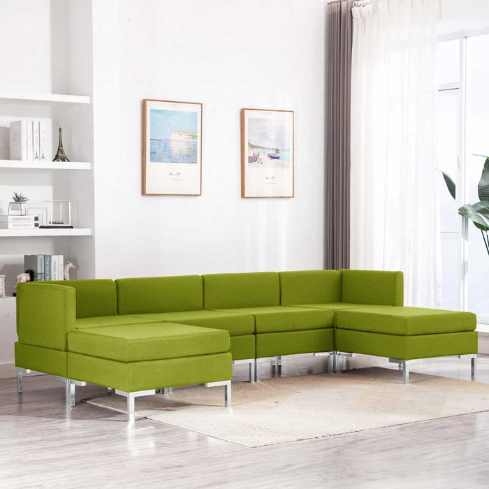 Set de canapele, 6 piese, verde, material textil WALTI