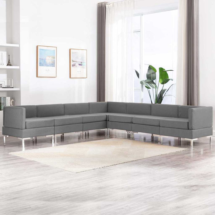 Set de canapele, 7 piese, gri deschis, material textil WALTI