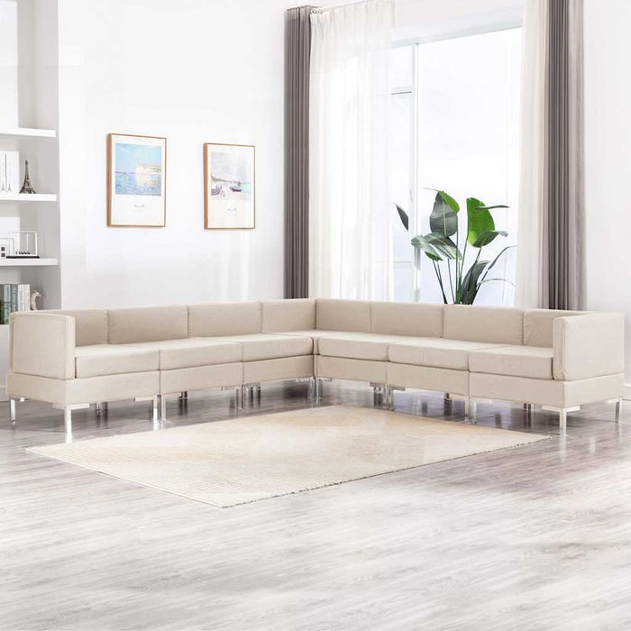 Set de canapele, 7 piese, crem, material textil WALTI