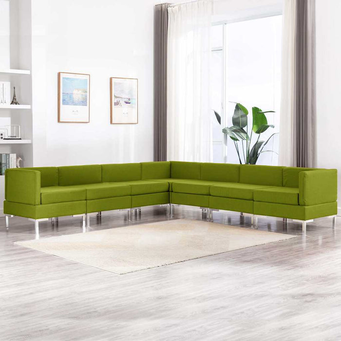 Set de canapele, 7 piese, verde, material textil WALTI