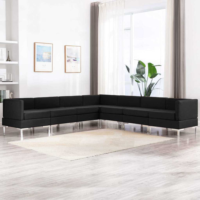 Set canapele, 7 piese, negru, material textil WALTI