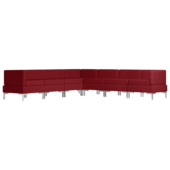 Set de canapele, 7 piese, roșu vin, material textil WALTI