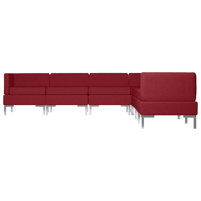 Set de canapele, 7 piese, roșu vin, material textil WALTI