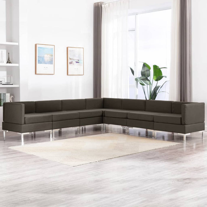 Set canapea, 7 piese, gri taupe, material textil WALTI