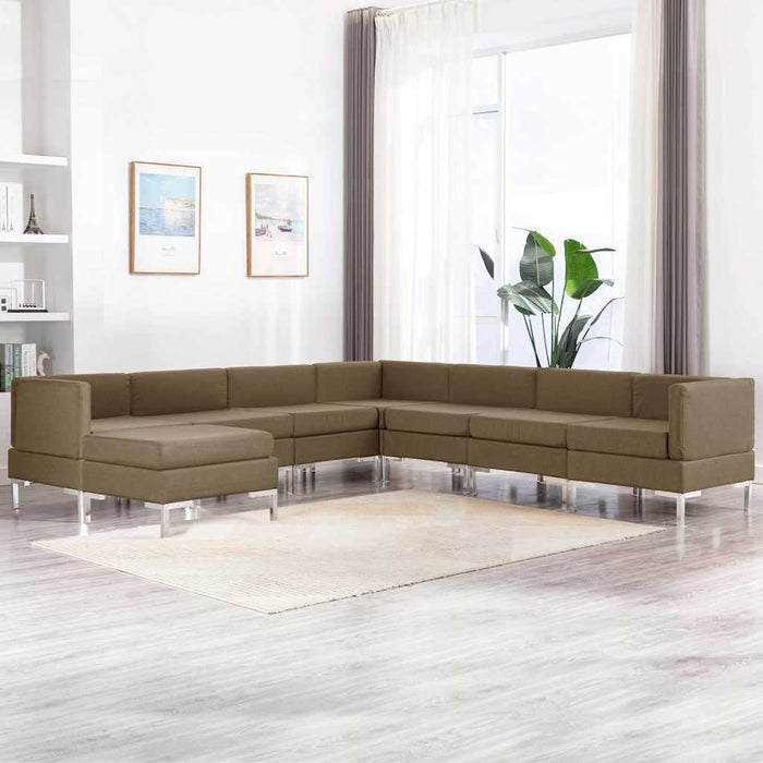 Set de canapele, 8 piese, maro, material textil WALTI