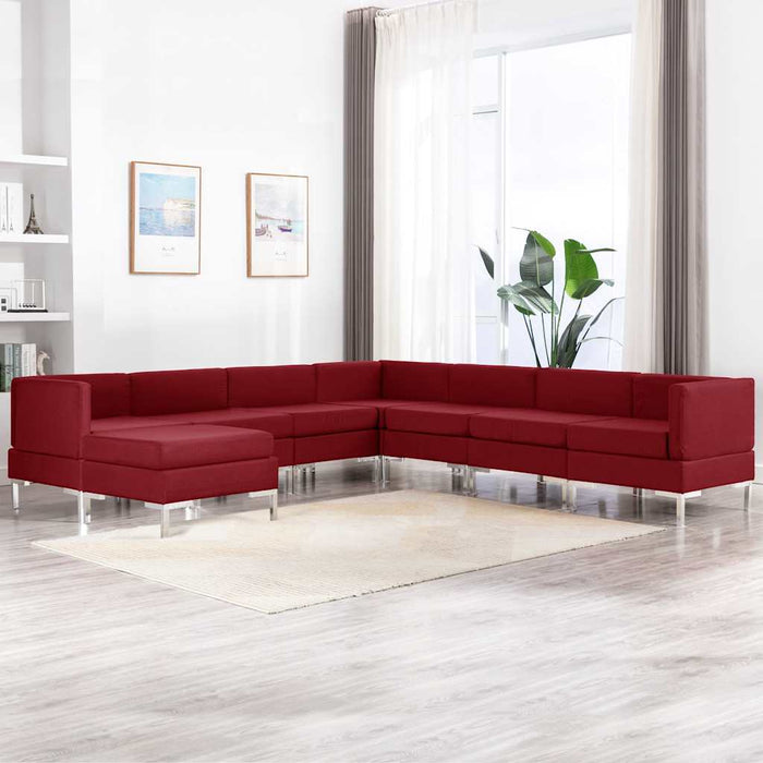 Set de canapele, 8 piese, bordo, material textil WALTI