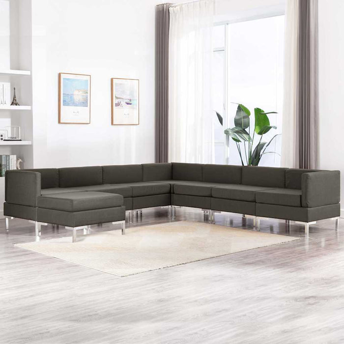 Set canapea, 8 piese, gri taupe, material textil WALTI