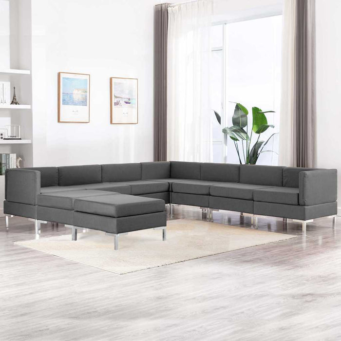 Set de canapele, 9 piese, gri închis, material textil WALTI