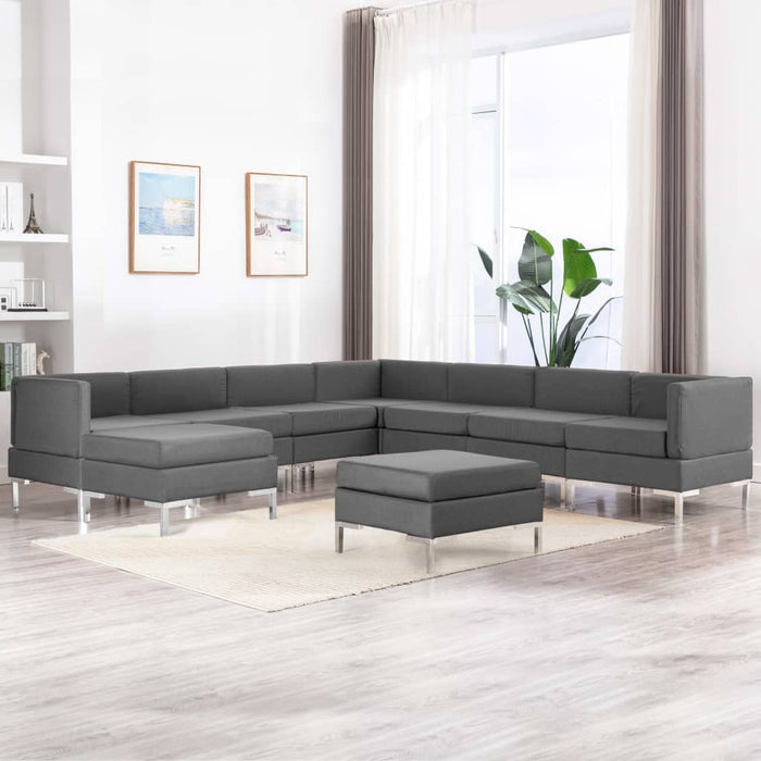 Set de canapele, 9 piese, gri închis, material textil WALTI