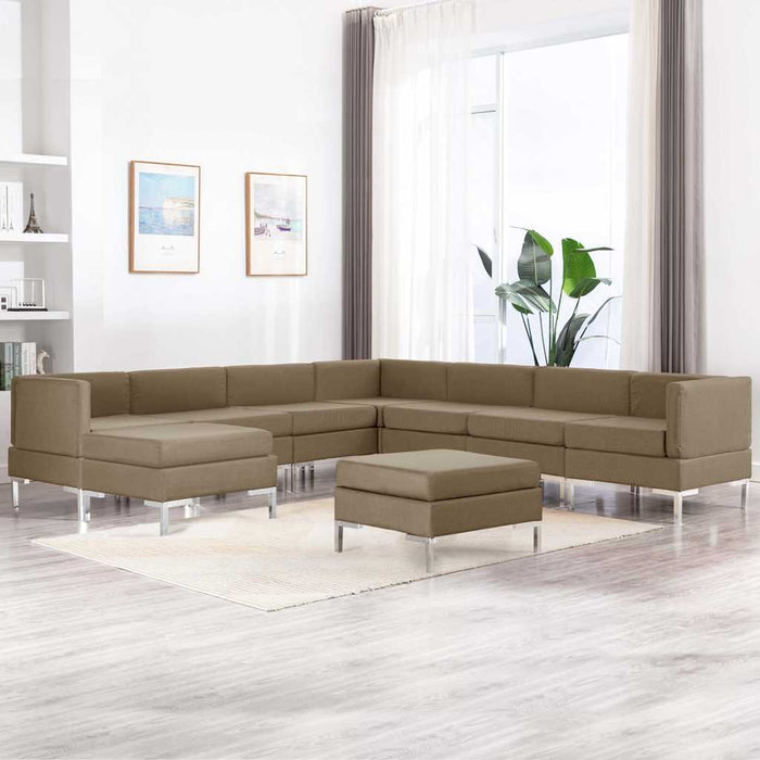 Set de canapele, 9 piese, maro, material textil WALTI