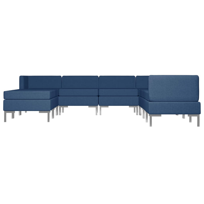 Set de canapele, 9 piese, albastru, material textil WALTI