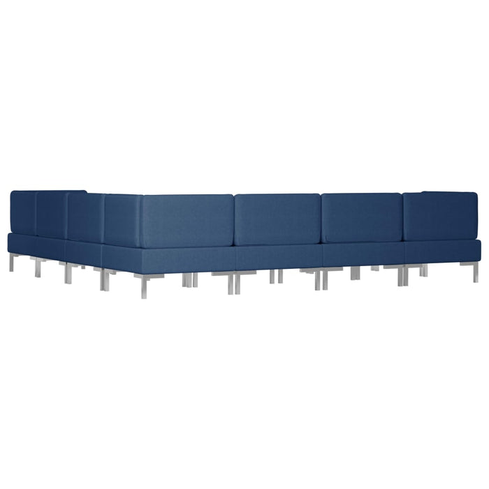 Set de canapele, 9 piese, albastru, material textil WALTI