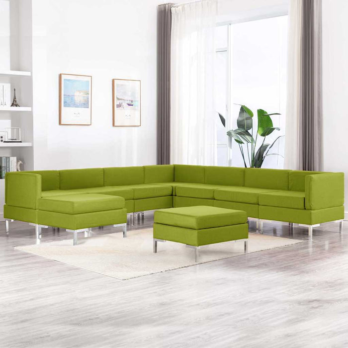 Set de canapele, 9 piese, verde, material textil WALTI