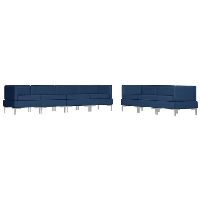 Set de canapele, 7 piese, albastru, material textil WALTI
